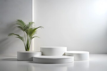 Wall Mural - photo minimal empty podium for product presentation on white background
