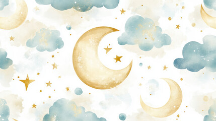 Poster - Gold Moon & Clouds.