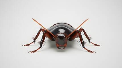 Wall Mural - 6. A detailed 3D render of a sleek cockroach with realistic textures, isolated on a pristine white background