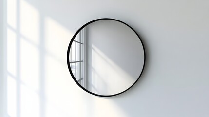 Wall Mural - 126. A lifelike 3D render of a contemporary wall mirror with a sleek frame, isolated on a pristine white background