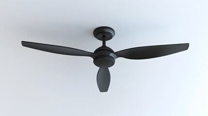 134. A detailed 3D render of a modern ceiling fan with sleek blades, isolated on a pristine white background