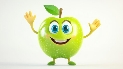 Sticker - Happy Green Apple Character.