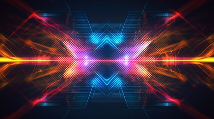 Leinwandbilder - Abstract futuristic background with neon lines in electric hues
