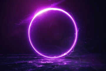 Canvas Print - A purple circle with a black background,generative ai image