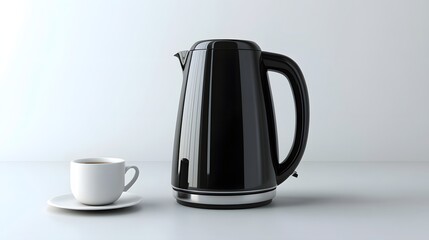 Wall Mural - 107. A detailed 3D render of a modern electric kettle with a sleek design, isolated on a pristine white background