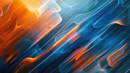 Poster - Depict an abstract background with intersecting blue and orange lines. Generative AI.