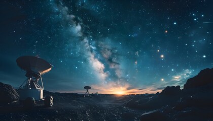 Wall Mural - Surreal night scene showcasing the cosmos with vibrant stars in an astronomy-themed photographic masterpiece