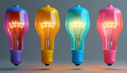 Wall Mural - Vibrant and Creative Lightbulb Design Featuring Bold Paint Techniques