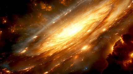 Wall Mural - Cosmos, space and spiral universe galaxy on darkbackground with light, pattern and color glow solar system. Galaxy, infinity and planets in milky way