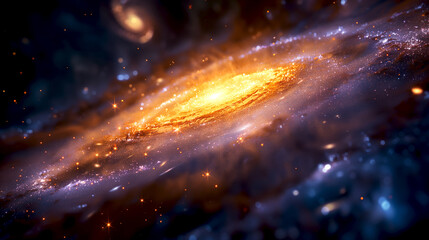 Cosmos, space and spiral universe galaxy on darkbackground with light, pattern and color glow solar system. Galaxy, infinity and planets in milky way