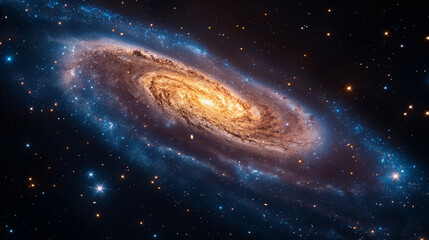 Wall Mural - Cosmos, space and spiral universe galaxy on darkbackground with light, pattern and color glow solar system. Galaxy, infinity and planets in milky way with nebula shine, dark sky and stars 