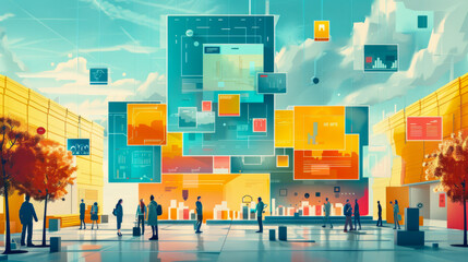 Software development isometric concept. Web design Technology process of Software develop