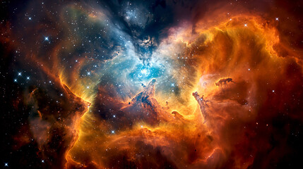 Wall Mural - Splashes of colorful bright nebulae in Milky Way emission and reflection nebulae  space background
