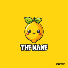 Wall Mural - Cute lemon emoji logo, vector, mascot, character, cartoon, illustration, eps10