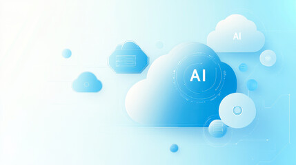 Concept of Artificial Intelligence Driven Cloud Computing. Clean and Minimalist