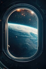 Wall Mural - space station window view