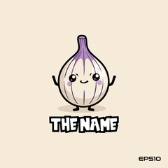 Wall Mural - Onion emoji logo, vector, mascot, character, cartoon, illustration, eps10