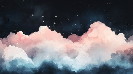 Wall Mural - Night Sky Clouds.