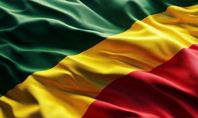 Green yellow and red flag, Black history month banner. Grunge background banner in the African colors green, yellow and red. Congo, Mali. 