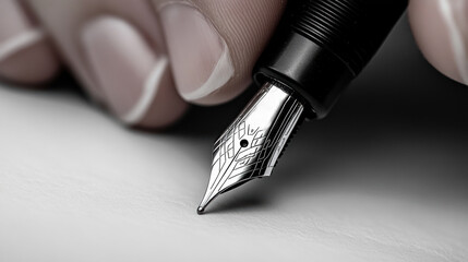 Wall Mural - A close up of a person's hand writing with an ink pen, AI