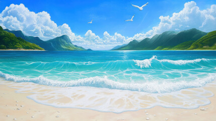 Wall Mural - Tropical Beach Scene.