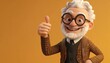 © Nattapat - Happy smiling old man cartoon character, thumbs up gesture, 3D style, light background, cool and successful concept