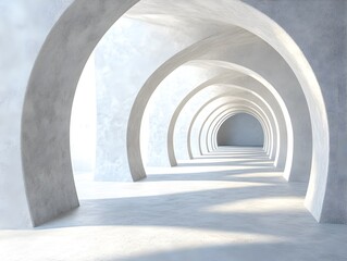 Canvas Print - White archway tunnel abstract background