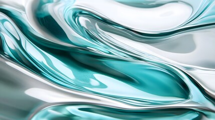 Wall Mural - Abstract Teal and White Liquid Swirls