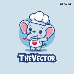 Wall Mural - Elephant chef logo, vector, mascot, character, cartoon, illustration, eps10