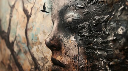 Wall Mural - Abstract Portrait: Exploring the Depths of Human Emotion