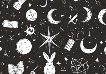 Celestial Doodle Pattern