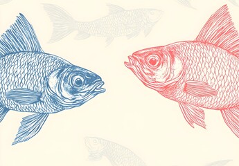 Wall Mural - Two Fish Illustration