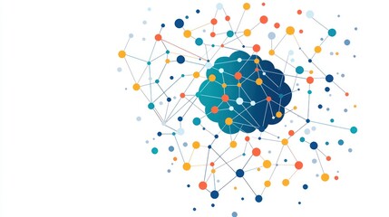 Machine learning algorithm, code structure and graphs, flat design illustration
