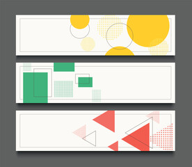 geometry shapes composition in trendy style banner background