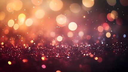 Abstract Background with Glittering Red and Gold Bokeh