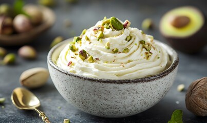 Poster - Whipped Pistachio Cream Swirl with Nuts, Pistachio Cream, Generative AI