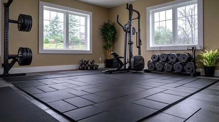 Recycled Rubber Floor Mats for Stylish Home Gym Setup 