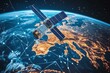 © Mikki Orso - Global internet connectivity via telecommunication satellite in low earth orbit above europe