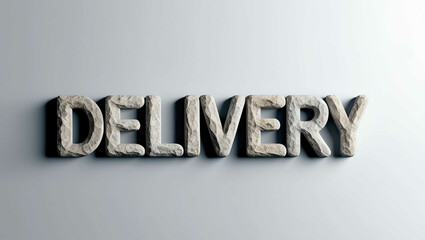 Wall Mural - Delivery word made of stone material lettering on plain white background