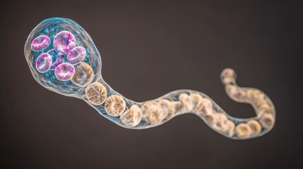 A Detailed Visualization of a Human Sperm Cell's Structure and Tail