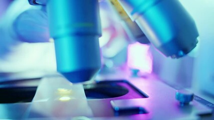 Wall Mural - innovative research in laboratory analyzing chemical samples with advanced microscopy