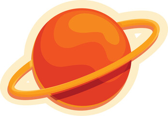 Wall Mural - cartoon sticker of an orange planet with a ring, perfect for space themed projects