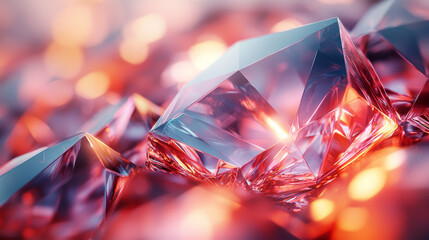 Wall Mural - Close up of a large crystal reflecting a warm light.