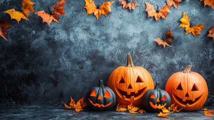 Halloween pumpkin scary jack o lantern holiday background