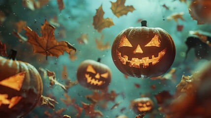 Halloween pumpkin scary jack o lantern holiday background