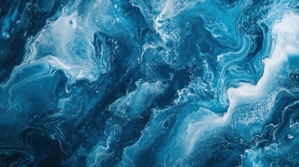 Canvas Print - Abstract swirling blue and white patterns resembling ocean waves or marbled textures.