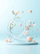 © Gabriela - Cosmetic company image - water swirl with pure white flowers and round objects