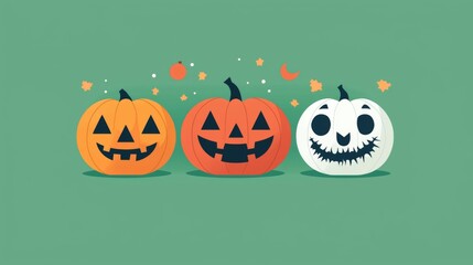 Wall Mural - Halloween pumpkin scary jack o lantern holiday background