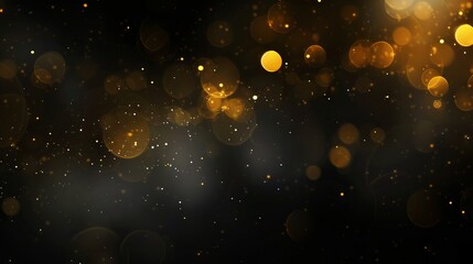 Wall Mural - abstract background with shiny gold sparkles and defocused bokeh lights on black - perfect for festi