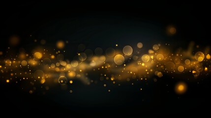 Wall Mural - abstract background with shiny gold sparkles and defocused bokeh lights on black - perfect for festi
